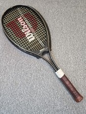 Vtg Wilson Defender Tennis Racket with Original Cover 4 1/2 Brown Leather Handle