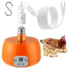 Enhon Chicken Coop Heater, Timing Heat Lamp for Chickens, Smart Temperature C...