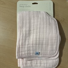 NEW 2 Muslin Classic Burp Cloths Absorbent 100 Cotton  Light Pink