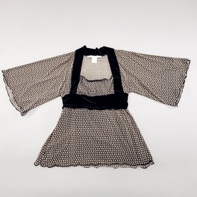 Vtg Y2K Max Studio Sz Large Mod Retro Mesh Stretchy Blouse Going Out Top