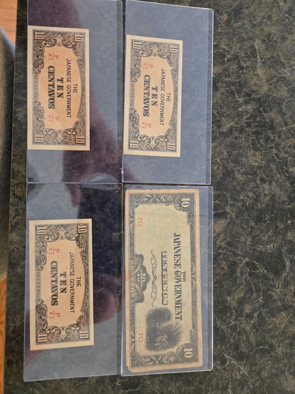 10 Peso Banknote Japanese Government from Philippines Set of 4