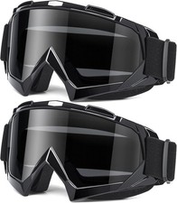 Adult Dirt Bike Goggles, 2-Pack ATV Motorcycle Goggles for Men  Women, Wide Vis