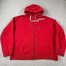 Vintage Polo Ralph Lauren Hoodie Full Zip Thermal Waffle Hood Red Size XL Y2K 