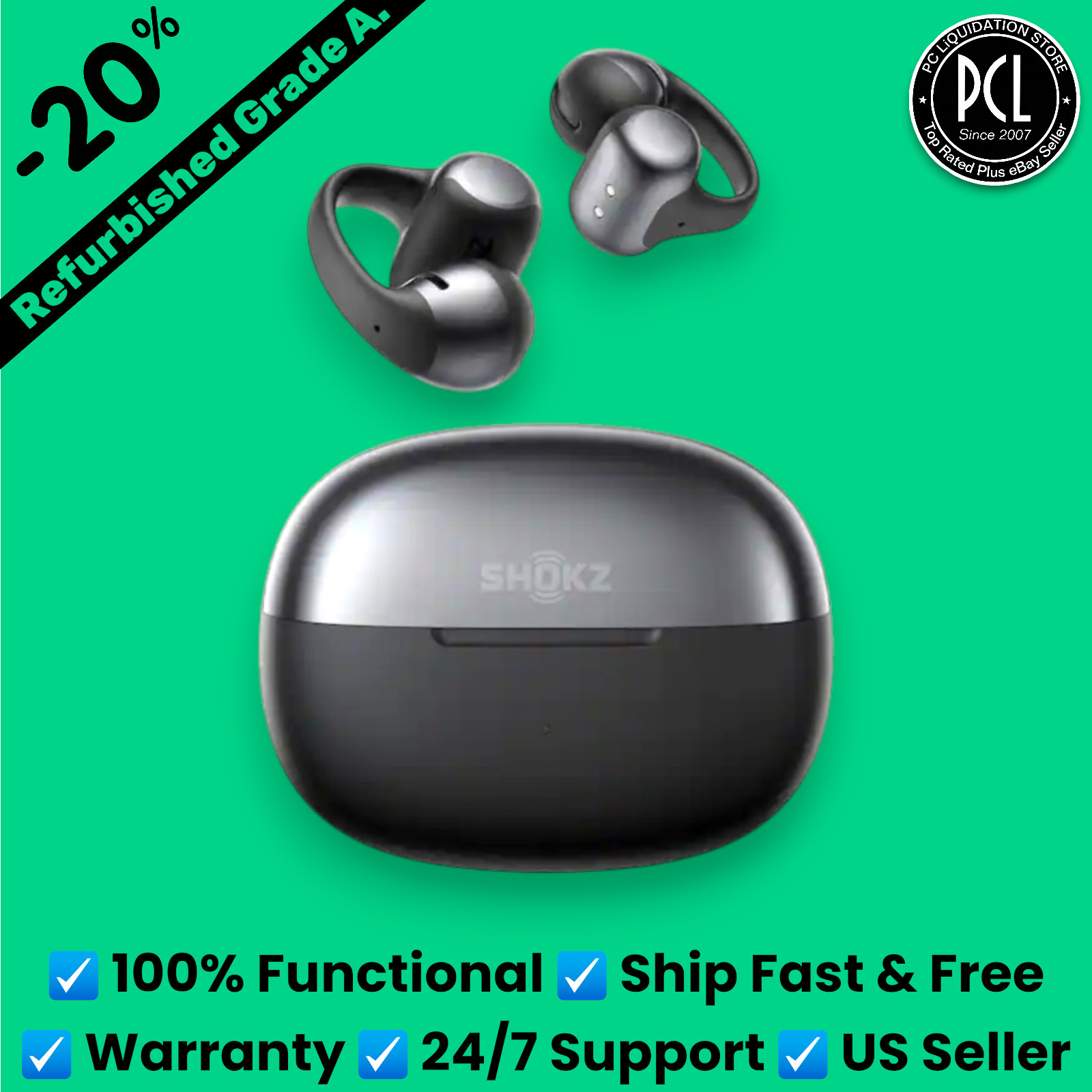 ✅ SEALED: Shokz OpenDots ONE Open-Ear True Dolby Audio Earbuds E310・Black ✅