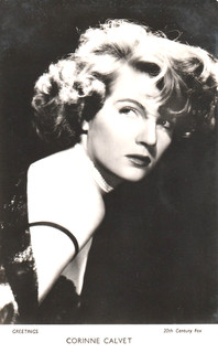 corinne calvet "greetings" HOLLYWOOD star PIN UP/GLAMOUR 1950s photocard