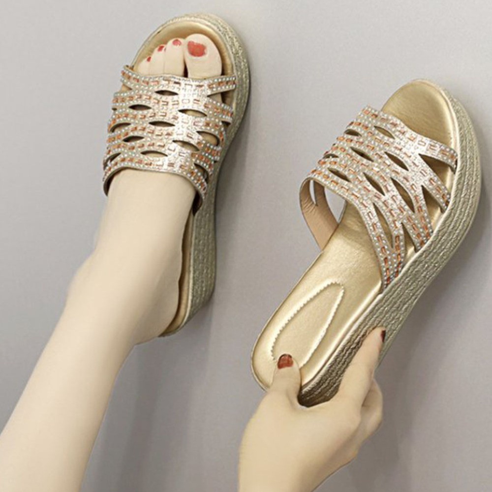 PANTOFOLA D’ORO Sandali eleganti con strass per scivoli plateau