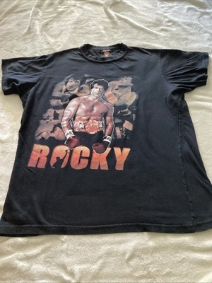 Rocky Balboa Vintage T-shirt,  ROCKY name On Front And Punching Gloves On Back.