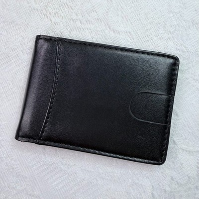 Black Minimalist Bifold Wallets For Men Credit Card ID Holder Wallet