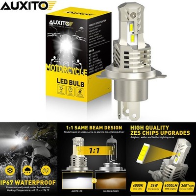AUXITO H4 9003 LED Bulb Motorcycle 6000K Headlight High/Low Beam 6000LM 26W USA
