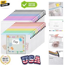24pcs Mesh Zipper Pouch Bags A3 Extra Large Document Bag with Label Pocket, 1...