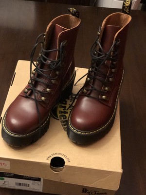 Dr. Martens Leona Oxblood Red Leather Lace Up Heeled Boots Sz 5 Vintage RARE EUC