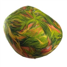 Amy New York Pill Box Hat Orange Green Feathers Vintage 1960s Made in USA Halle