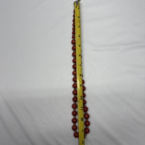 Long Red Beaded Necklace 28” - Picture 3 of 5