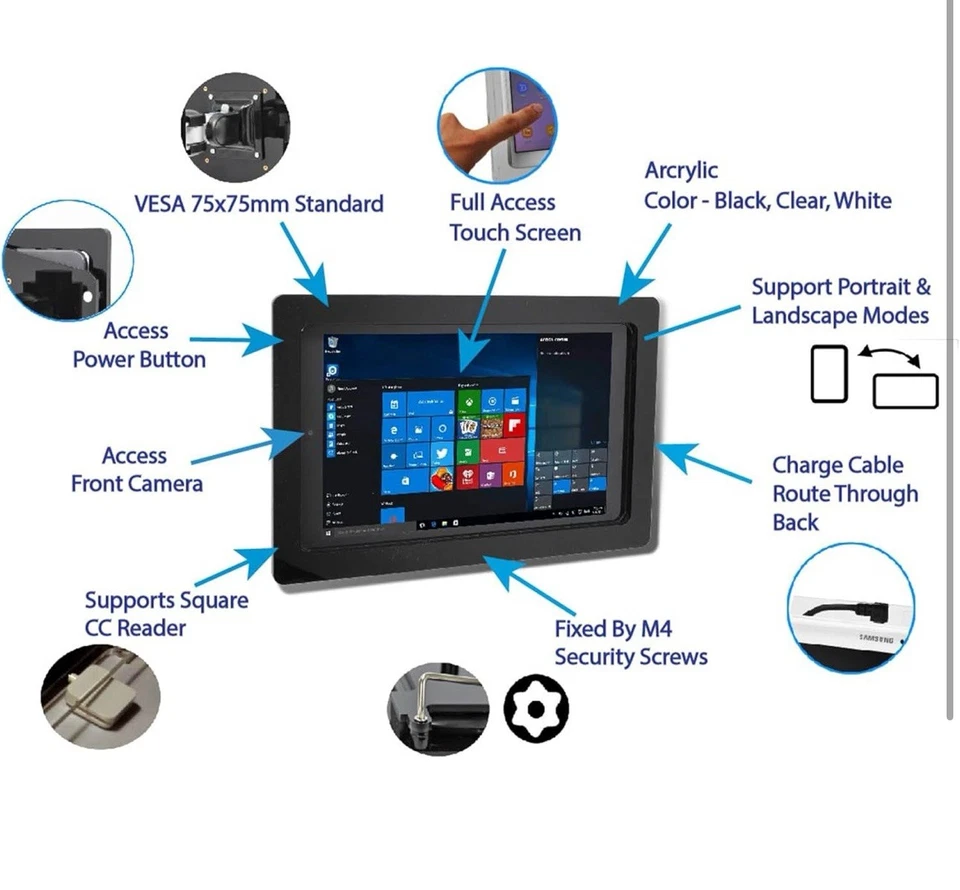 TABcare Security AntiTheft Acrylic Enclosure for Samsung Tab A9+ 11” WHITE Mount - Image 2 of 3