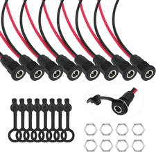 8PCS DC 5.5x2.1mm Female Power Jack Panel Mount Connector Adapter with Caps