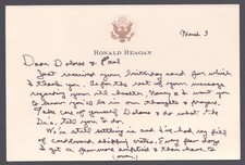 RONALD REAGAN - AUTOGRAPH LETTER SIGNED 03/03/1989