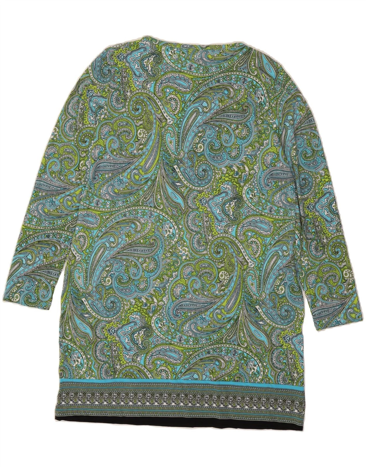 MICHAEL KORS abito donna manica lunga tubino UK 18 XL verde paisley ZP11