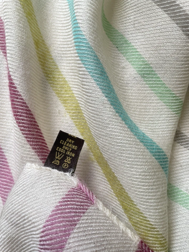 AS3#Loro Piana 70% Cachemira 30% Seda Rayas Chal Envoltura Hecho en Italia (Sin Etiqueta) Foto 4 de 4