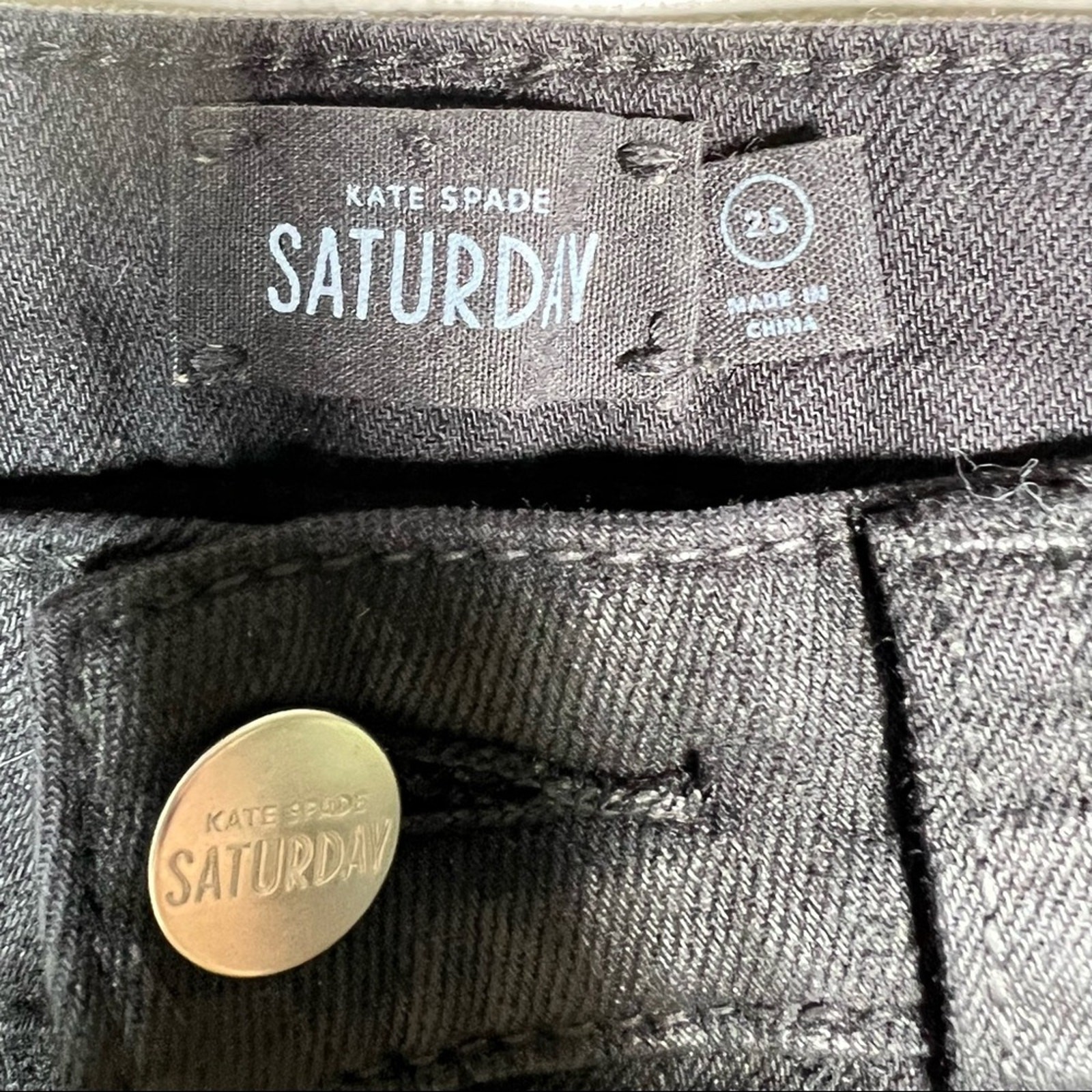 Kate Spade Saturday black coated low rise leather look skinny jeans size 25 B115 thumbnail 3