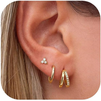3 Paar Ohrringe Gold Silber Set Ohrringe Creolen Set 14K Vergoldete Ohrringe
