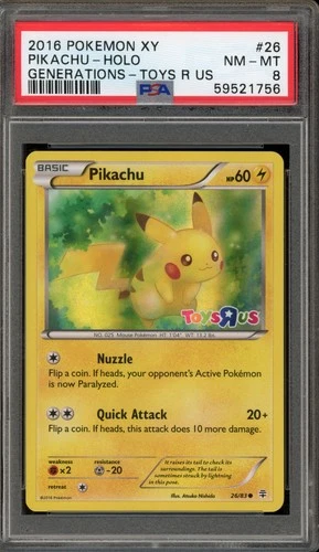 Pokemon Pikachu Toys R Us XY Generations Holo #26 PSA 8
