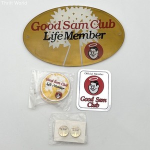 Good Sam Club Life Member Memorabilia Lot RV Camping Plaque Patch Pins 5 Pieces