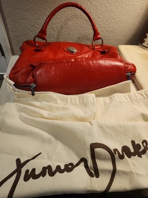 Junior Drake ''It's The Girl'' Spring Red Leather Tote Purse Handbag