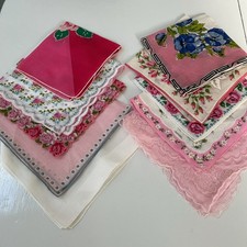 Vintage Ladies Hankies Lot Of 10 - SHADES OF PINK - NICE CONDITION