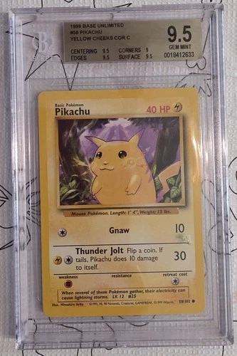 Pokémon Pikachu Base Set Yellow Cheeks CGC 9.5 Mint
