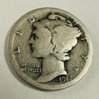 1917-S 10C  Silver Mercury Dime With Fine Details~Bold Full Date As Shown #MD005