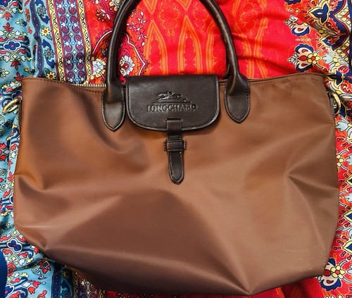 1Longcamp Le Pliage Large Size Tote Bag in Chocolate and Black With Pouch