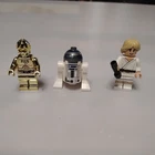 Lego C-3PO Chrome Gold, R2D2 and Luke Skywalker Mini figures