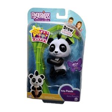 Fingerlings Glitter Baby Panda DREW Fingerling Black White WowWee 40 Sounds NEW