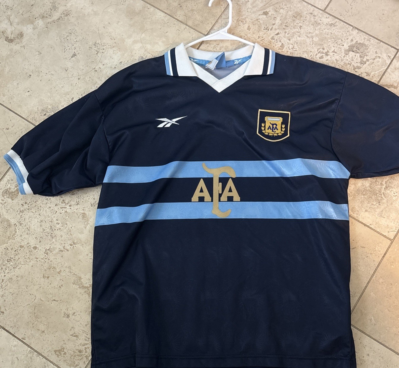 Argentina National Team 1999 Vintage Reebok Football Shirt Navy Light Blue