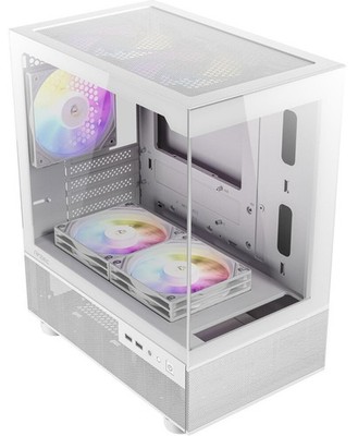 Antec CX200M RGB Elite mATX 270 degrees view USB 3.0 x 2 Audio I/O Bottom.