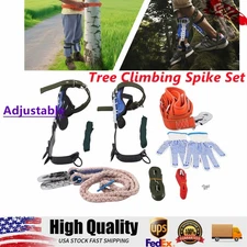 Tree Climbing Spike Set Adjustable Pole Climbing Gear Kit W/Safety Belt Portable