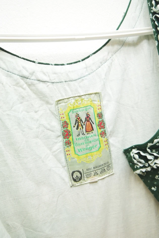 Klasse 70er Vintage Wenger Dirndl grün Borte und Feinmuster mit Schürze Gr.30 - Bild 3 von 4