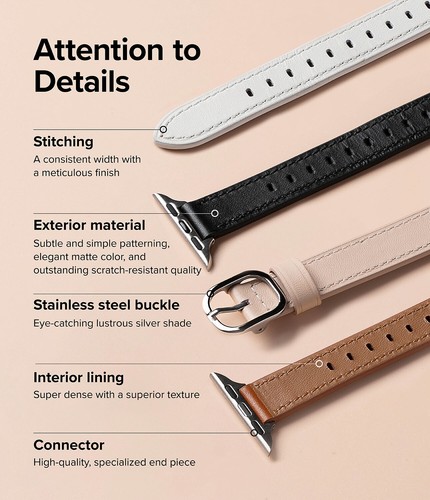 Correa de reloj Ringke [una correa delgada de cuero] para Apple Watch Series 42/41/40/38 mm | - Imagen 46 de 49