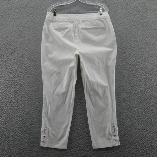 Talbots Womens Slim Leg Cropped Pants 10 White Lace Up Hem Stretch Career Casual - Bild 2 von 13