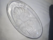 Vintage Mikasa Oval Glass Candy Dish Etched Frosted Iris Gold Trim