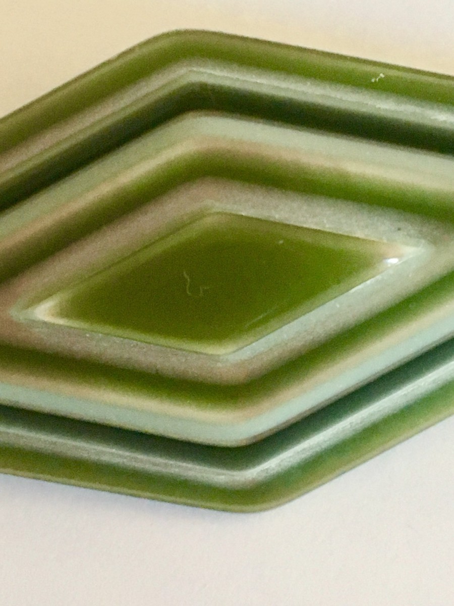 Lea Stein brooch layered green plastics Modern Yet Retro Must Have