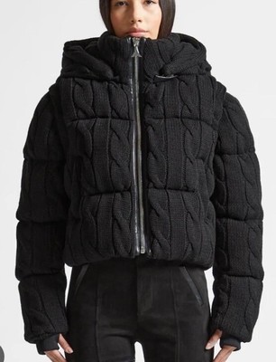 Maniere De Voir Puffer Puffa Padded Knit Knitted Jacket Coat Quilted 10 Black