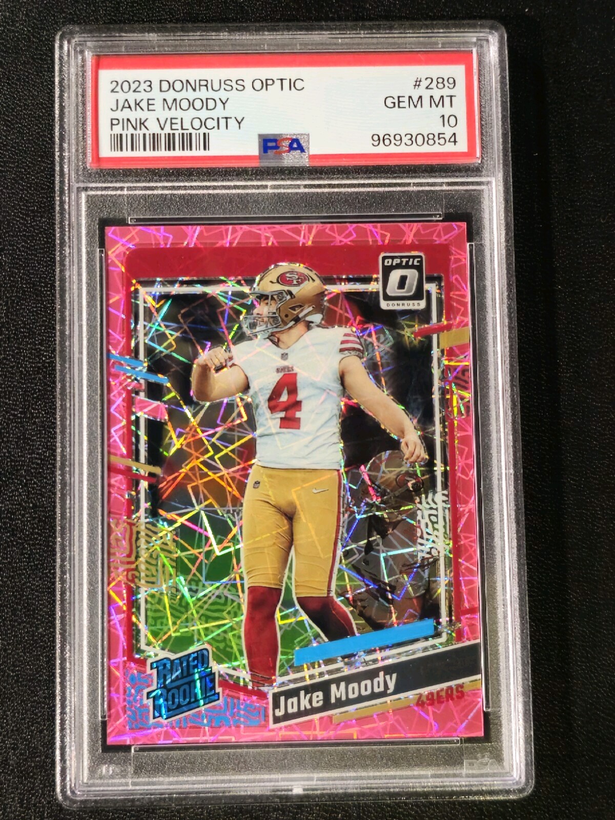 2023 Panini Optic Rated Rookie Pink Velocity Prizm #289 Jake Moody RC #04/79🔥