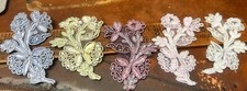 embroidered appliques flower glass beads 2.25X3.25" hand sewn 1pc