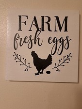 Farm Fresh Eggs Sign, Farmhouse, Kitchen, Wood Canvas, 8" X 8"