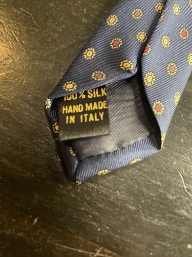 Vintage Men’s Necktie Blue SILK 55” Long Woodmere Italian TIE DOTTED Pattern - Picture 5 of 6