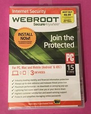 Webroot Internet Security for PC Mac and Mobile Android and iOS NEW SRP 49.99