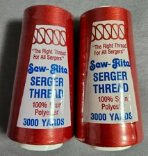 Tacony Corp Sew Rite Serger Thread NEW Sealed 3000 yards Red (Lot Of 2)
