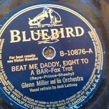 78 rpm Bluebird 10876, Glenn Miller, Beat Me Daddy, Falling Leaves, jazz V+