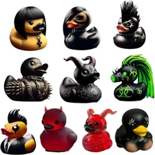 Dark Rubber Gothic Duck Rock Duck Statue Devil Duck Ornament for Car Desk Decor